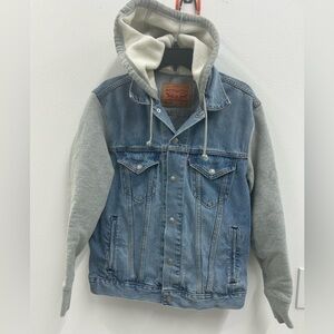 Levi's Women’s Hooded Hybrid Sweatshirt Denim Jacket Relaxed Size S